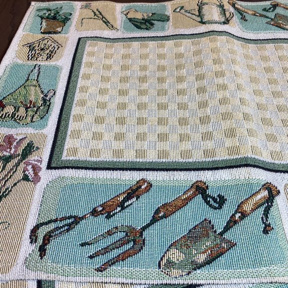 NEW Pair of Placemats Gardening Theme Beige & Green - Picture 2 of 4
